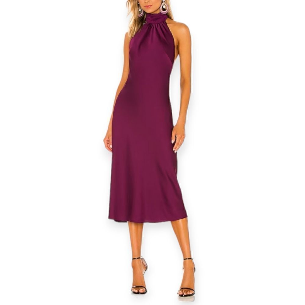 Lovers & Friends Raya midi dress Size Xl Halterneck Satin Revolve